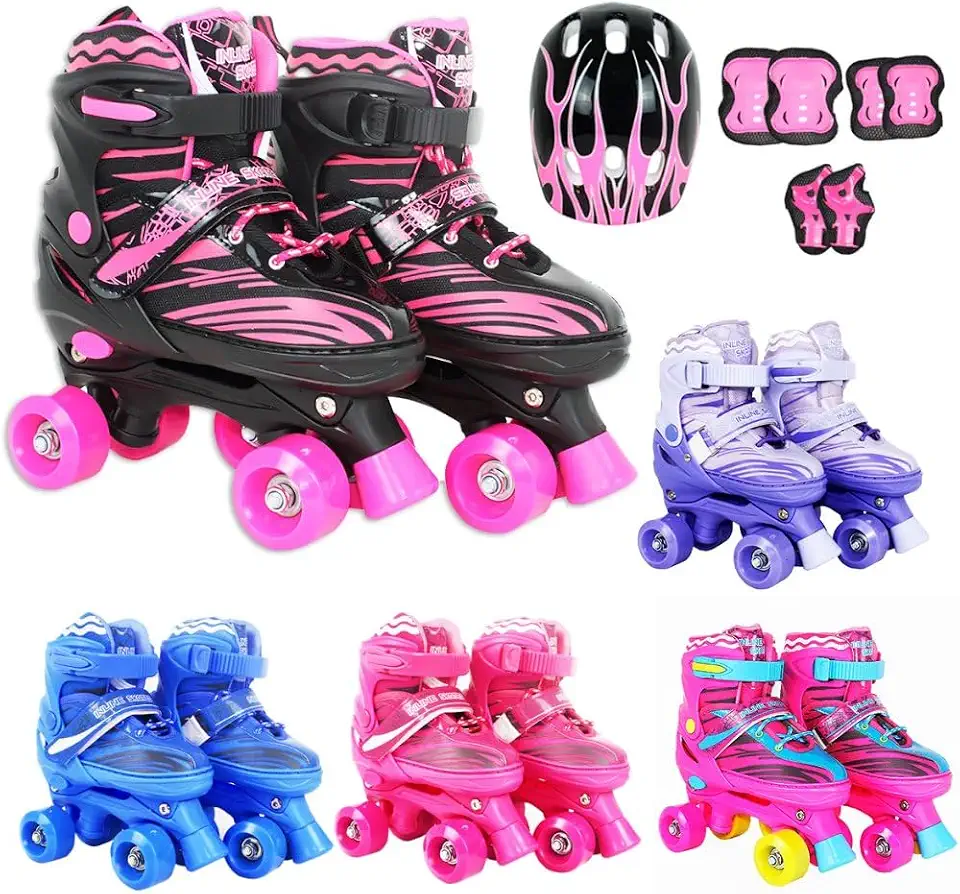 Patins Infantil Roller 4 Rodas Proteção Ajustável