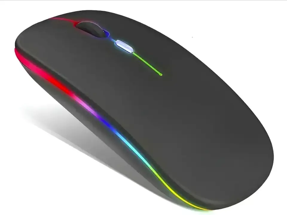 Mouse Sem Fio Recarregável Bluetooth Optico Wireless Led Rgb Colorido Ergonômico Usb 2.4 Ghz Notebook Computador Pc Desktop Linha Premium
