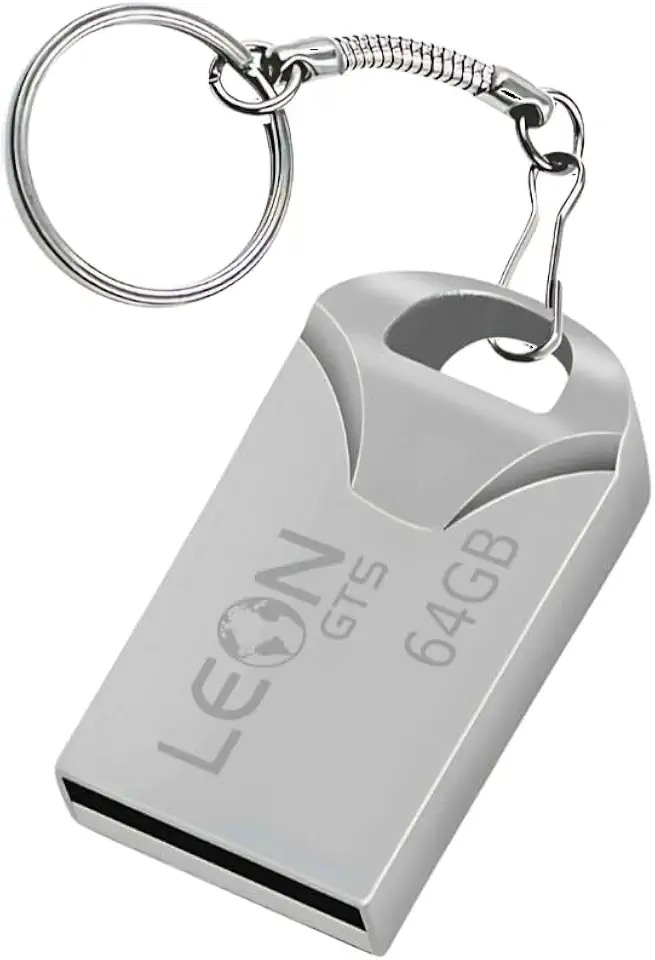 Pendrive 64GB USB 2.0 Metálico - Compacto Portátil Armazenamento Seguro Alta Velocidade Transferência de Dados Plug Play para PC Notebook Rápida Leve Resistente Prateado Chaveiro Pen Drive Sem Tampa