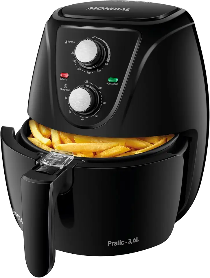 MONDIAL Fritadeira Sem Óleo Air Fryer Pratic 3,6L, Preto, 1500W, 110V - AF-36-FB