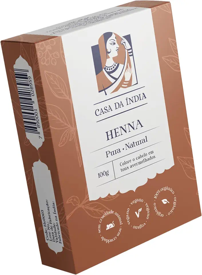 Henna Natural Casa Da Índia 100% Ruiva 100 G