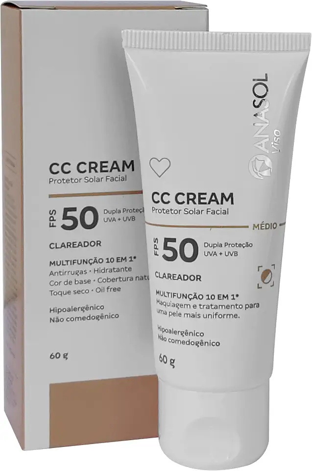 Anasol Viso CC Cream Facial FPS 50 Médio - 60 g