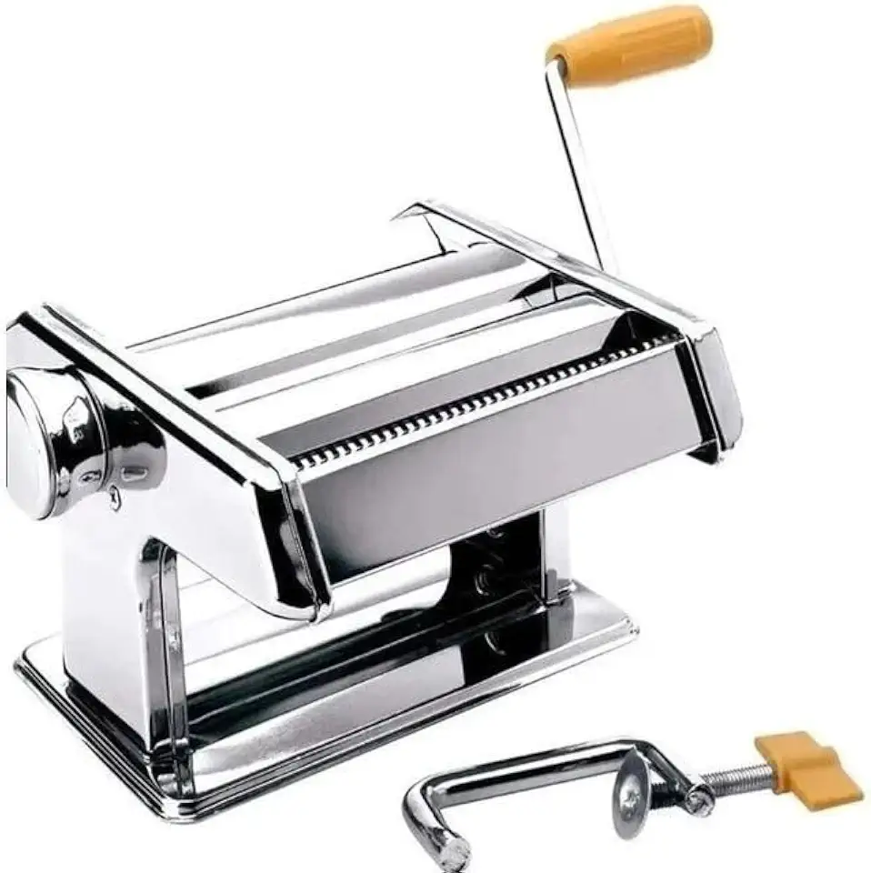 Maquina De Macarrão Massa Caseira,Manivela, Cilindro Inox Corta Massa, Pastel, Lasanha, Fettuccine