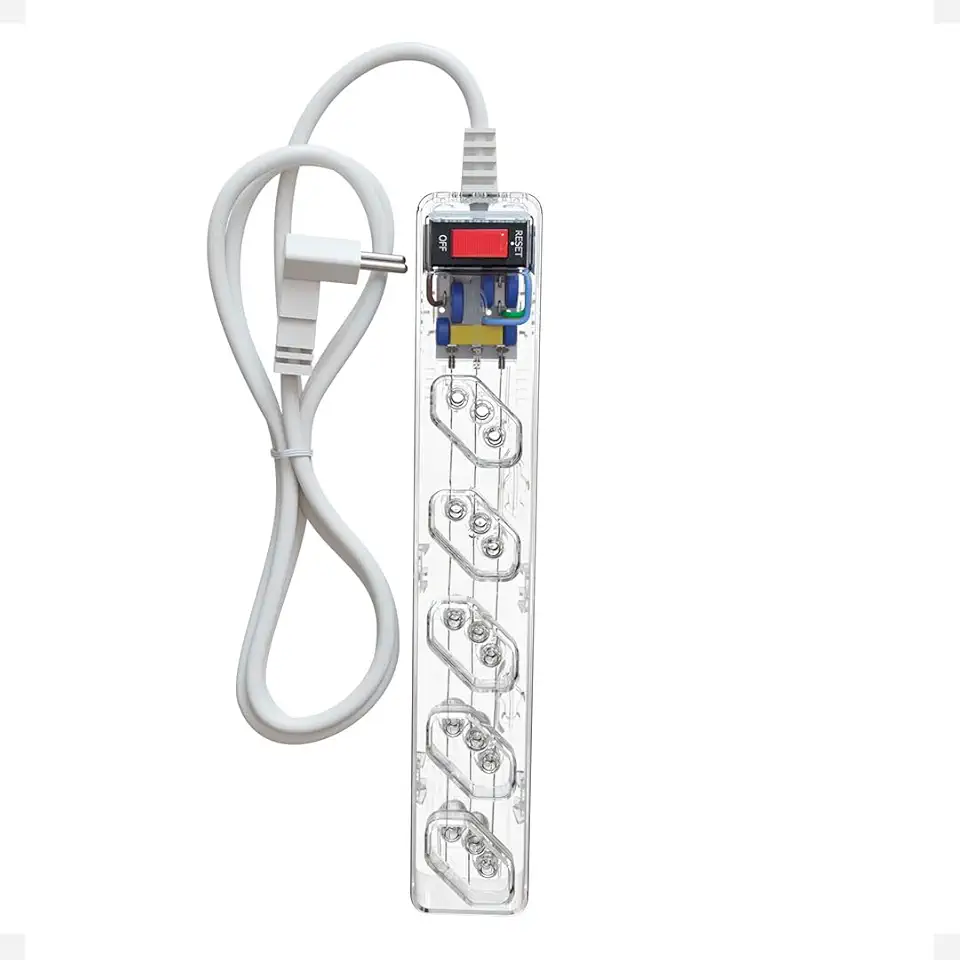 Filtro de Linha CLAMPER iCLAMPER Energia 5, 5 Tomadas, Proteção Contra Surtos Elétricos, 10A, Bivolt, Cabo 1m, Transparente