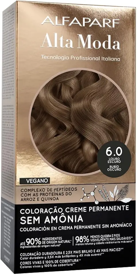 Coloração Permanente Alfaparf Alta Moda Sem Amônia 6.0 Louro Escuro
