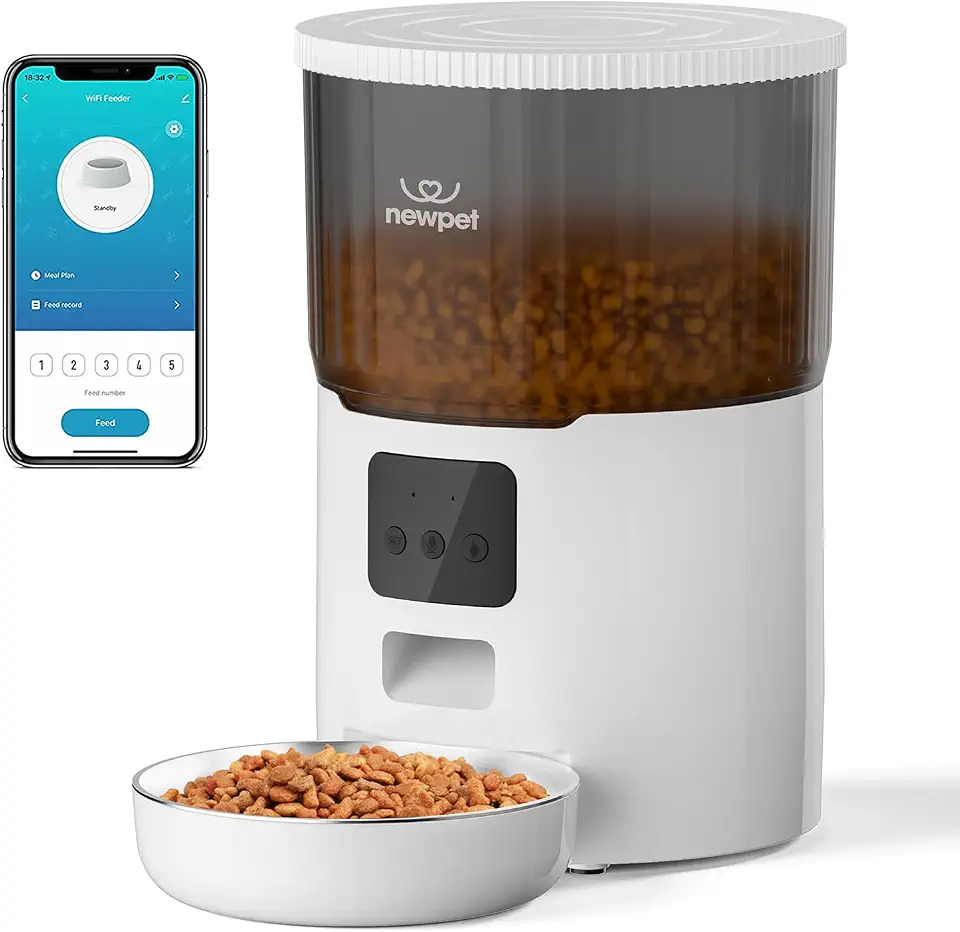 4L Alimentador Automático Cães Gatos Pets Programável Smart, Alimentador para animais de estimação Tuya WIFI Dispensador de alimentos inteligente para cães e gatos