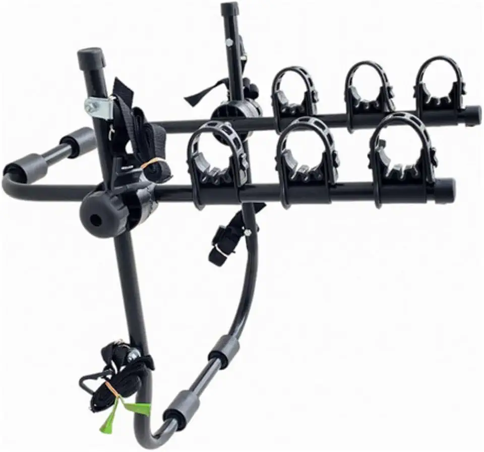 TRUE SPORT Suporte Transbike Universal para Carro, Rack de Bicicleta para Sedan, Hatch e SUV, Transporte para 3 Bicicletas, com 6 Fitas de Fixação e 4 Bases de Borracha