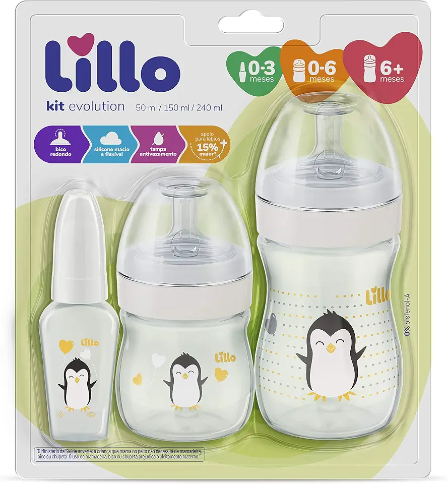 Lillo Kit De Mamadeira Primeiros Passos 50/150/240Ml Neutro