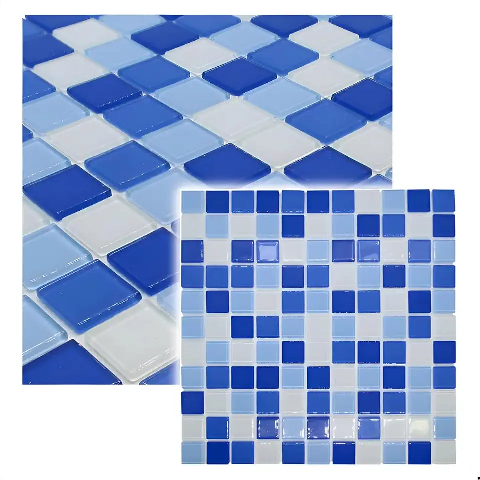 Pastilha de Vidro Para PISCINA DE FIBRA Mix Azul 30x30cm La bella Griffe
