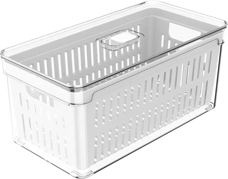 Ou Organizador de Geladeira com Cesto 5L Natural Linha Clear Fresh