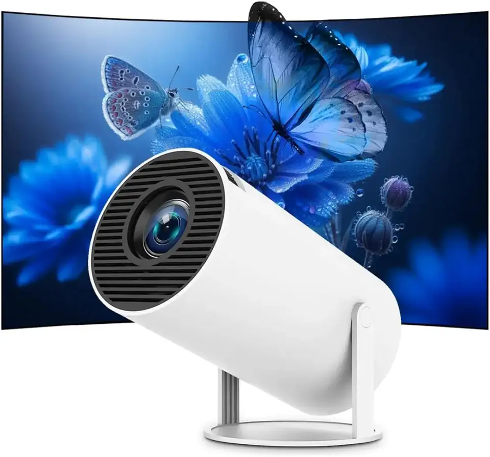 HY300 PRO+ MINI Projetor Smart Portátil com Android 11, Suporte 4K e 720P Nativo, WiFi 6 Dual Band, Bluetooth 5.0, Rotação 180° e Correção Trapezoidal Automática para Cinema em Casa e Jogos