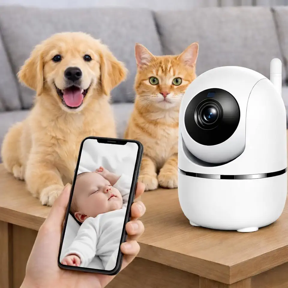 Camera Ip Wifi Giratória 1080p Estilo Babá Eletrônica Com Visão Noturna e Alerta De Movimento Microfone Infravermelho Sem Fio com App Câmera Panorâmica Detecção de Movimento - Premium