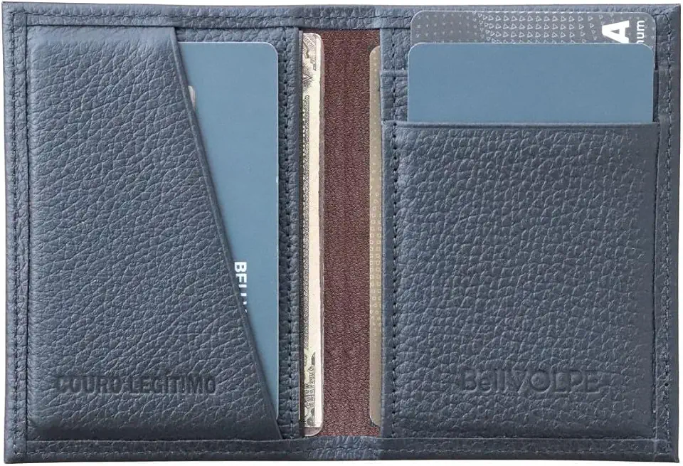 Carteira Masculina Antifurto Proteção RFID Slim Mini Couro Legítimo Cartões Cédulas CNH CIN Loja de Fabrica (Preto)