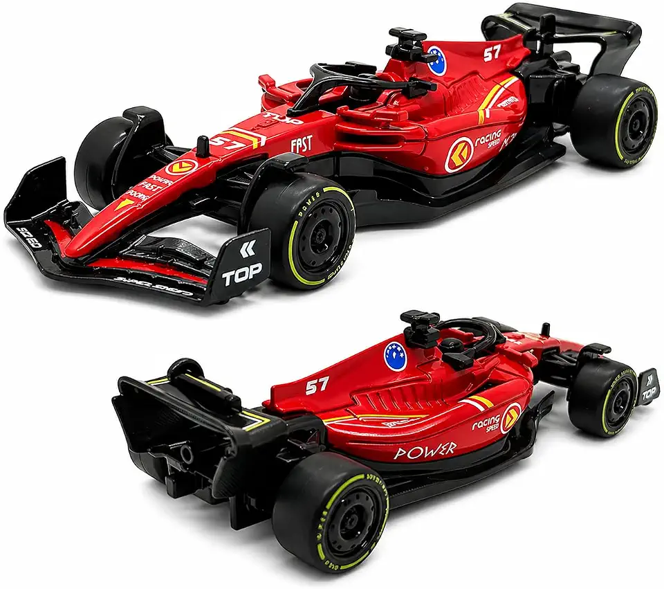 Miniatura de carro F1, Miniatura de carro colecionável, Rodinhas em boraccha e com fricção 13 CM (Vermelho)
