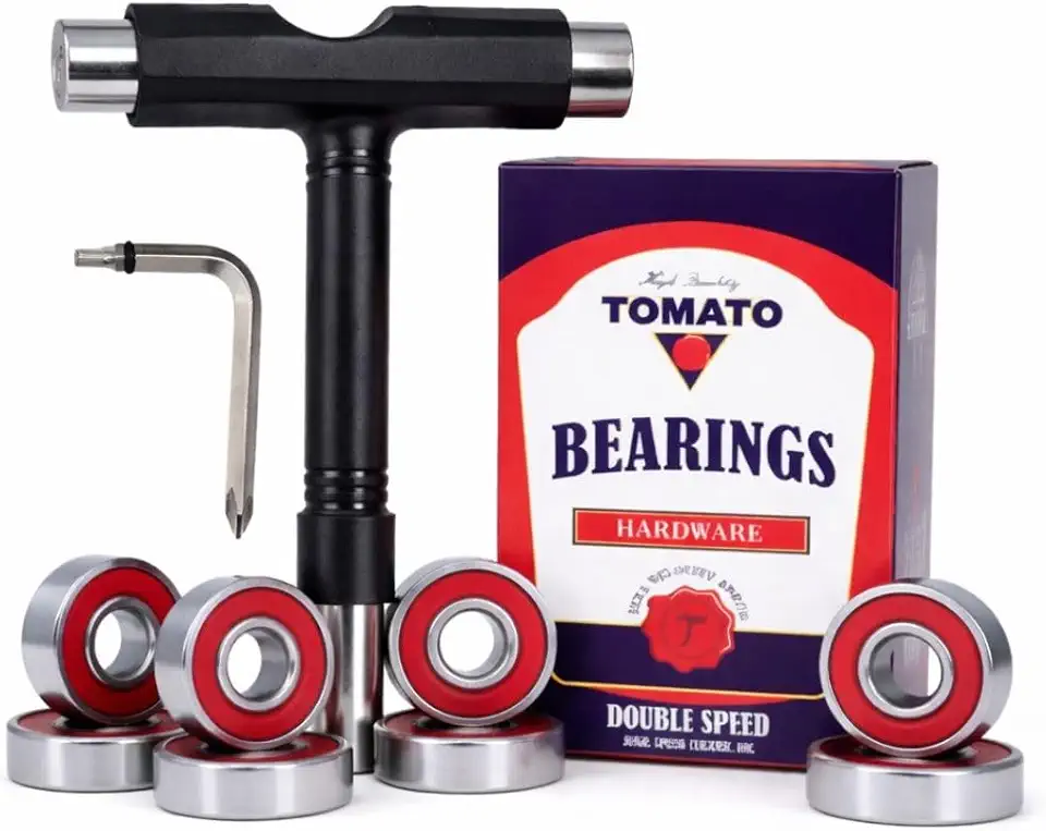 TOMATO Rolamento ABEC 11 para Skate Vermelho 8 Unidades Alta Velocidade e Durabilidade em Aço + Chave T para Montagem e Manutenção do Skate