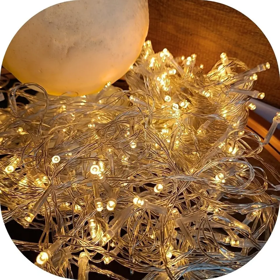 Cordão Pisca LED Branco Quente 10 Metros 110v – Decoração Natal, Festas, Casamento