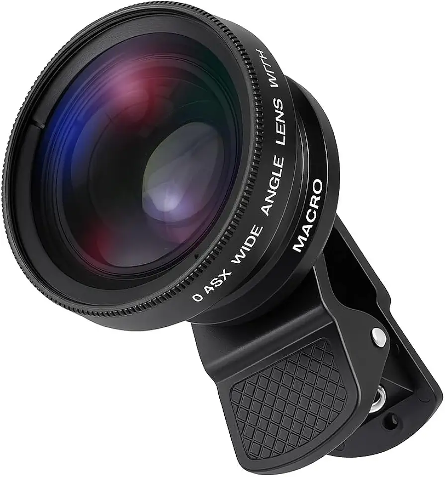 Lente Clip Universal 2 em 1 Wide + Macro HD para Celular – Super Ângulo e Detalhes Incríveis, Compatível com iPhone e Android