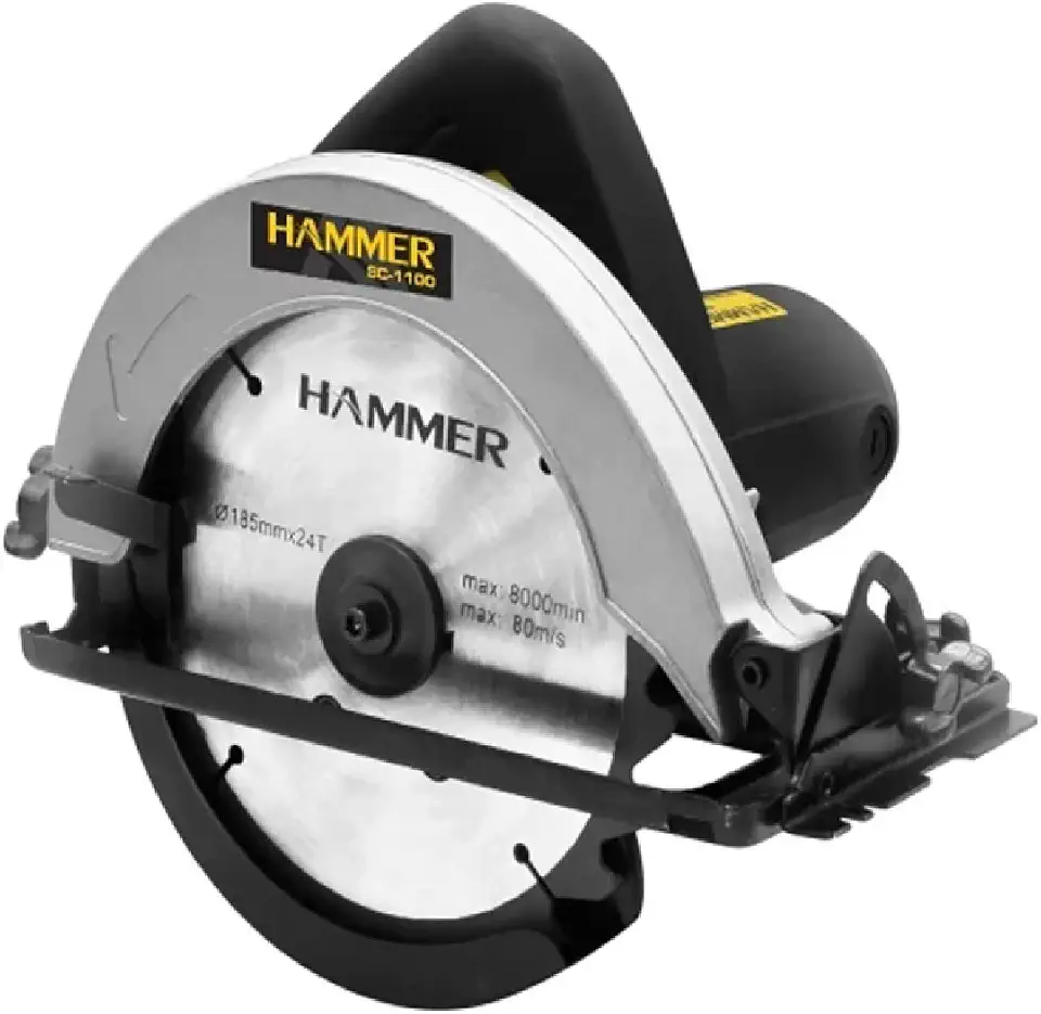 HAMMER Serra Circular 100% Rolamentada 1100w Preto GYSC1100_110-127V