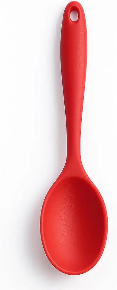 Colher de Silicone Premium, 27 x 6 cm, Resistente ao Calor, Não Risca Panelas, para Cozinha (Vermelho)