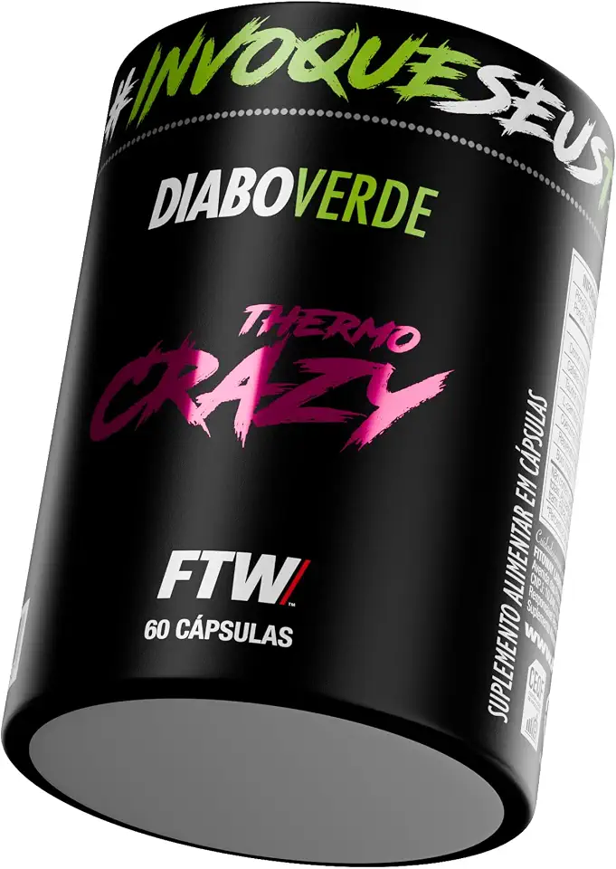 FTW Thermo Crazy Diabo Verde, Suplemento Alimentar com Cafeína, Taurina e L-Carnitina (60 Cápsulas)