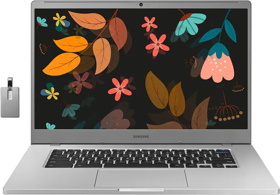 Samsung Laptop Chromebook 4+, tela LED FHD de 15,6 polegadas, Intel Celeron N4000, 4 GB RAM, 64 GB eMMC, webcam HD, Wi-Fi 5, Bluetooth, Chrome OS, Platinum Titan, cartão USB de 32 GB