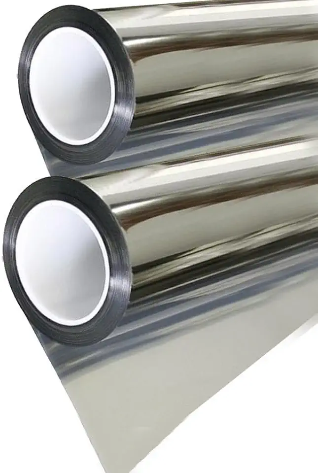 Película Insulfilm Prata Espelhada Poliéster Profissional,Isolante para Vidros de Carro e Residenciais,Para Profissionais e Proprietários(50cm de largura x 2 metros)