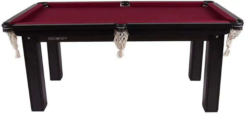 Klopf Mesa Sinuca 1,87 x 1,08 Tecido Vinho Tampo MDF com Acessórios