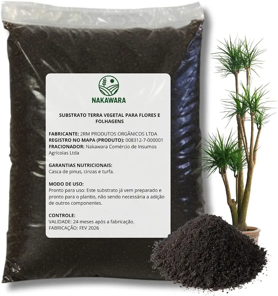 Substrato Terra Vegetal 10KG Adubada Orgânica Pronta Para Plantas - Horta Jardim Flores Folhagens