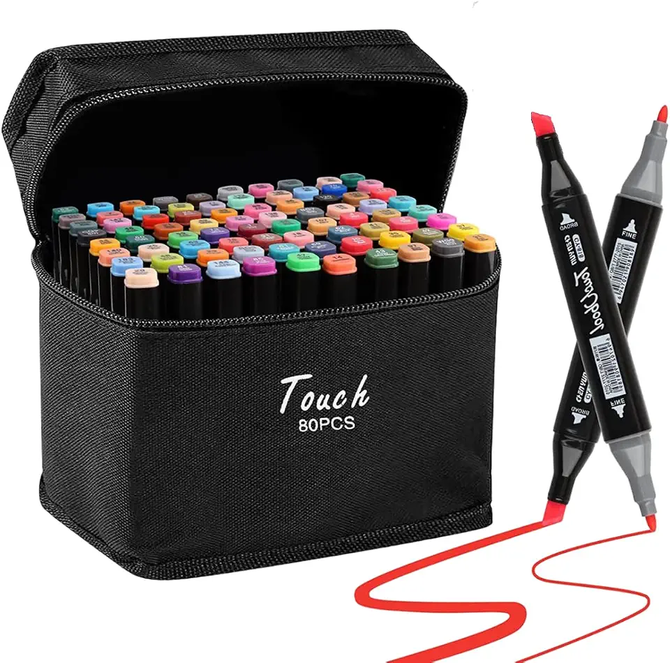 Caneta Marcador Para Colorir Desenho Profissional 36, 48, 60, 80 Cores Conjunto De Canetinhas Pontas Duplas Codificados por Cores Vivas para Desenho (80)