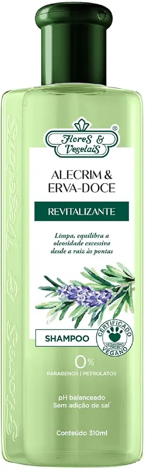 Flores e Vegetais Shampoo Alecrim Erva Doce Revital 310Ml E Vegetais