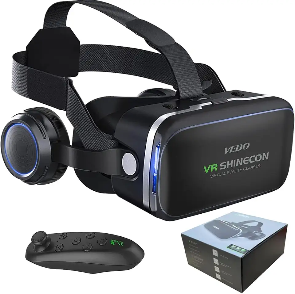 Oculos VR Celular com Controle Remoto 3D Oculos de Realidade Virtual Imersivos Compatível com iPhone/Android, para Smartphones de 4,7 a 6 Polegadas