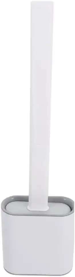 Escova Sanitária Moderna com Suporte, Silicone Branco, 38cm, Base Autoportante, Cerdas Flexíveis para Limpeza Profunda