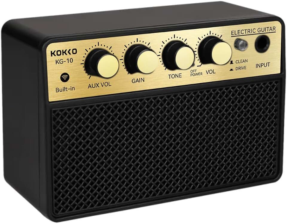 Amplificador de Guitarra Elétrica Portátil com Bateria Recarregável, Bluetooth, Entrada AUX, Saída para Fones, 10W de Potência, Design Compacto Ideal para Prática em Casa, Estúdio e Viagens