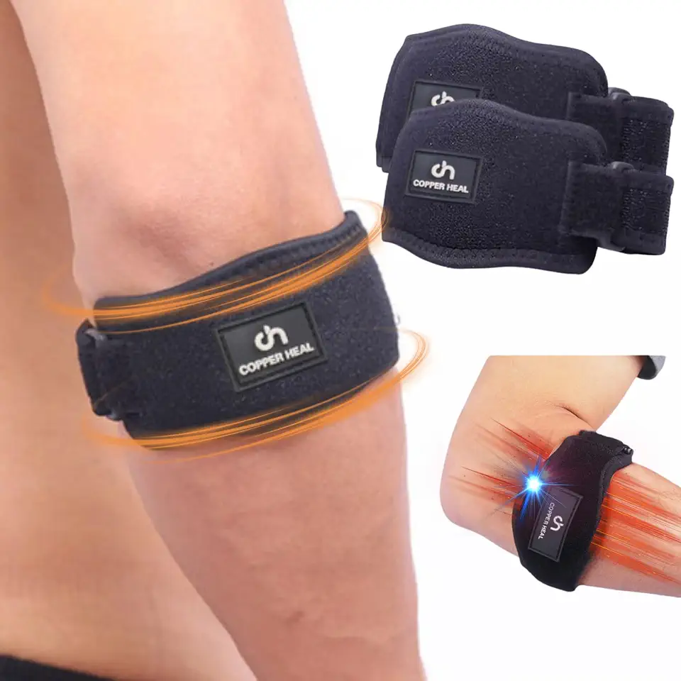 COPPER HEAL Elbow Brace (PAR) - Suporte AJUSTÁVEL & Recuperação Médica de Cotovelo de Tenista ou Epicondilite Lateral Mangas de braço de nervo masculino tennis , de treino softball e beach tennis