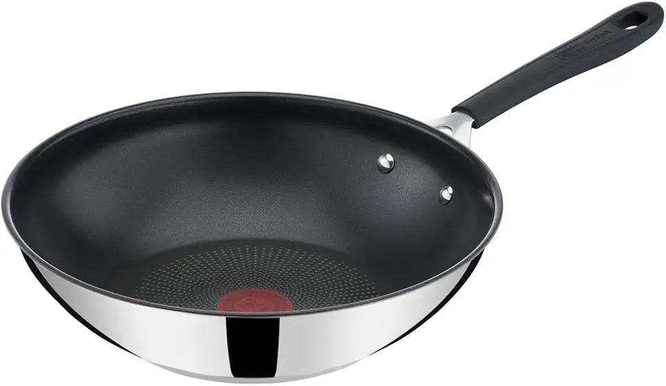 Frigideira Wok Tefal Jamie Oliver 28cm, Inox, com Fundo de Indução, Revestimento Titanium e Thermo Sinal
