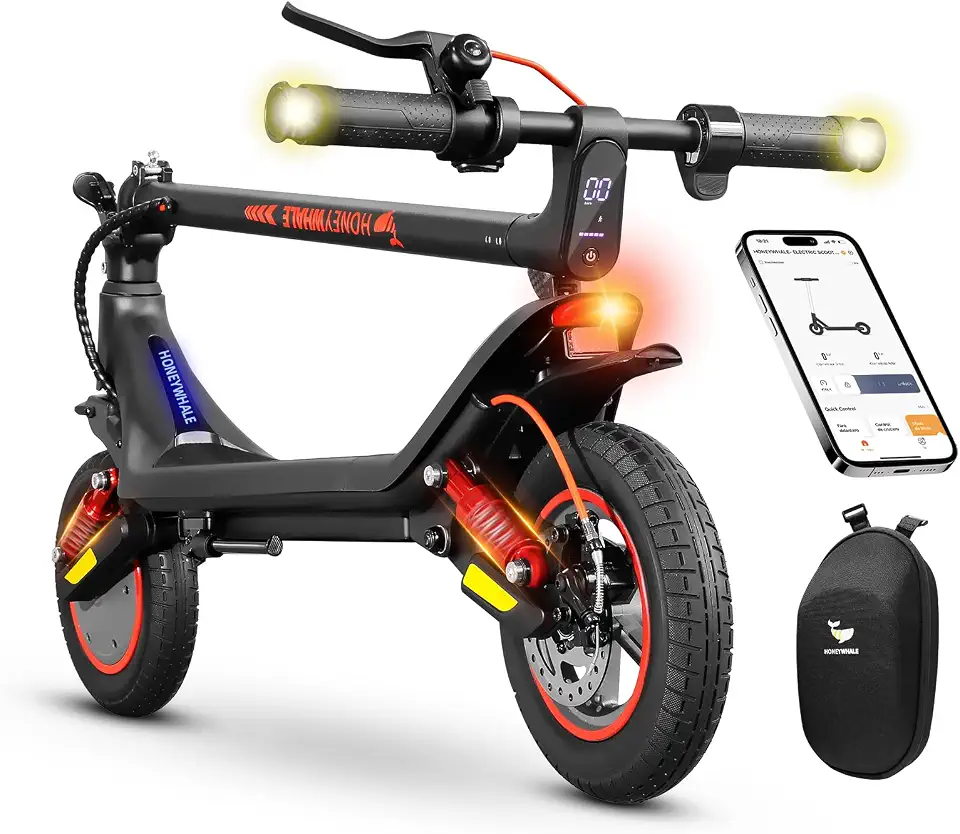 HONEYWHALE M1 MAX Patinete Elétrico Adulto, 500W-32KM/H-22KM-120KG, Scooter-Eletrica-Velocidade-Juvenil-Dobrável-Autonomia-de-Aplicativo-Bluetooth-Carge, Suspensão Dianteira e Traseira, Honey Whale