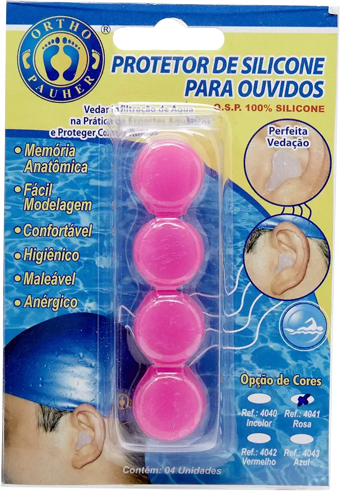 Protetor de Ouvido de Silicone, Ortho Pauher, Rosa