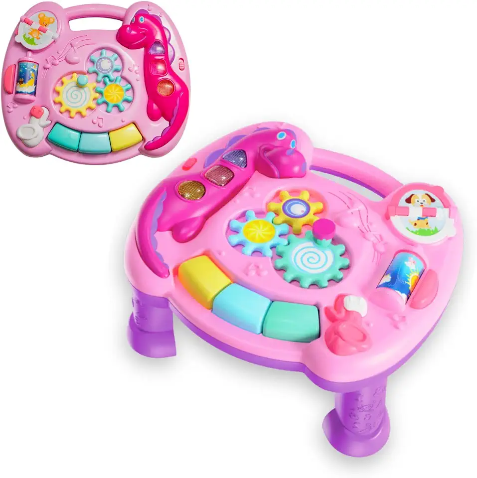 Mesinha de Atividades Infantil Interativa Didática Musical e Luzes Educativa Divertida (Rosa)