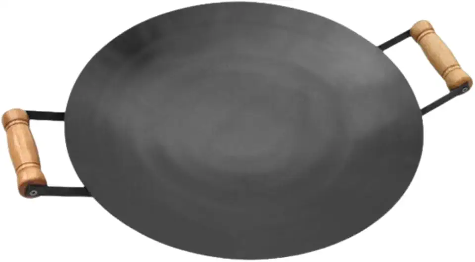 Disco de Arado Tacho Chapa de Aço 40 cm Panela Multiuso Cozimento Para Churrasco Cabo de Madeira