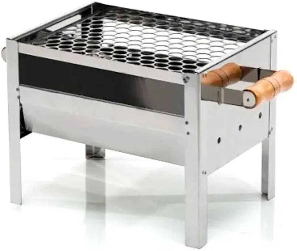 Churrasqueira Portátil Mini de Inox a Carvão, Pequena, para Uso ao Ar Livre
