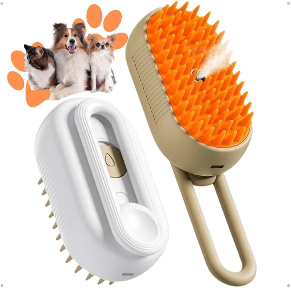 Escova Pet 3 em 1 Elétrica Recarregável com Vapor para Remoção de Pelos de Gatos e Cães PREMIUM