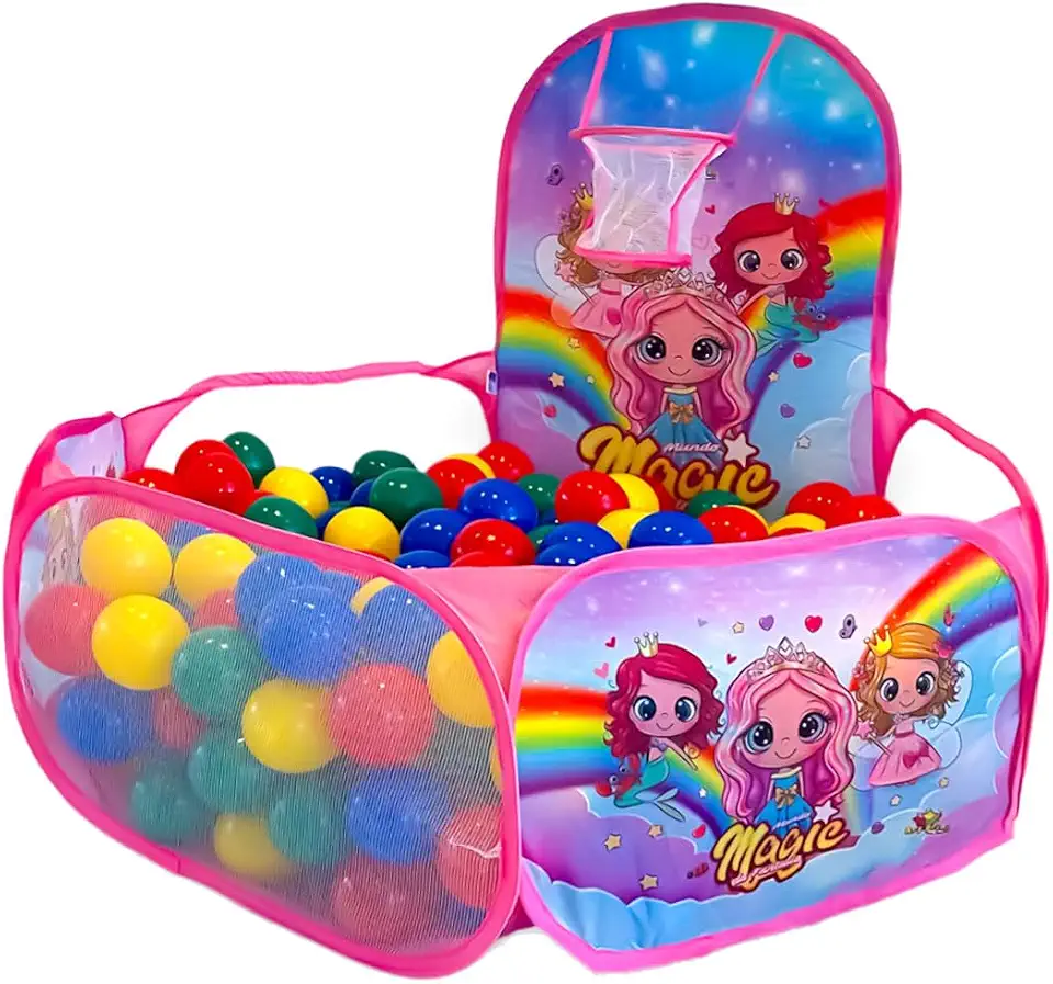Piscina de bolinha para bebê criança infantil com basquete Princesas Art Brink