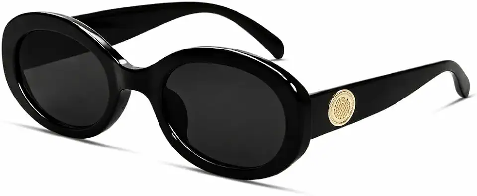 Óculos de Sol Feminino Retrô Oval Anos 90 UV400 – Armação Grossa Estilo Chic, Proteção Solar Total, Design Vintage Moderno