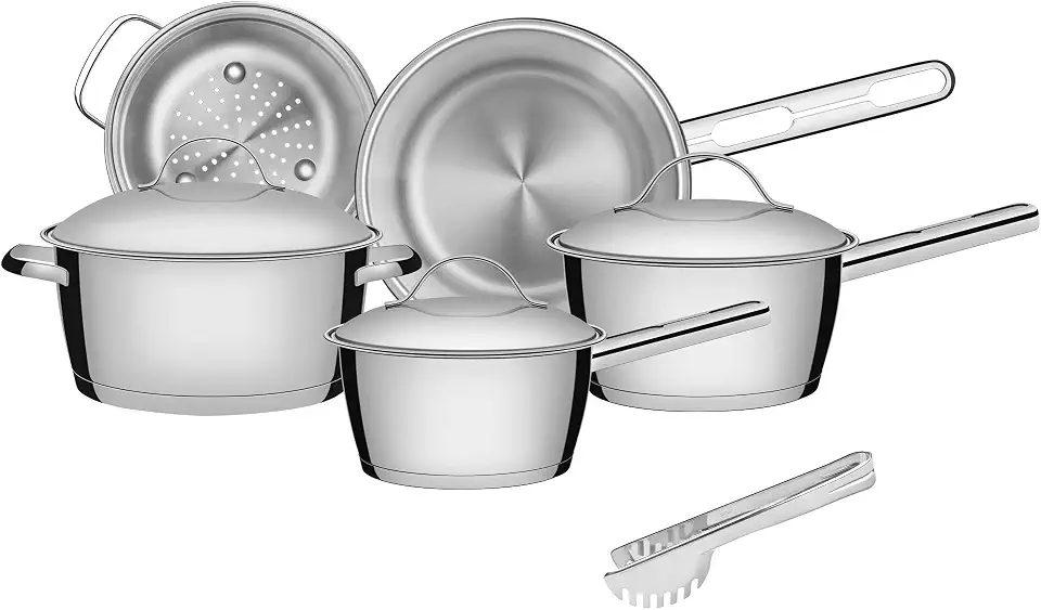 Jogo de Panelas Tramontina Aço Inox Allegra 5 Peças Fundo Triplo + Pegador de Massa