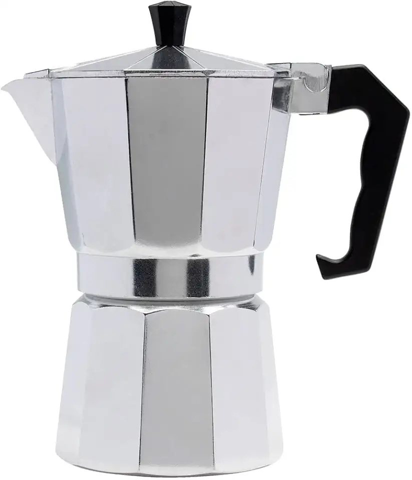 Mimo Style Cafeteira Italiana Moka de Aluminio Com Alça Café Expresso Para 6 Cafézinhos, Capacidade 300 ml, Feita de Materiais Leves e de Alta Qualidade Ideal Para sua Cozinha, Express Coffee