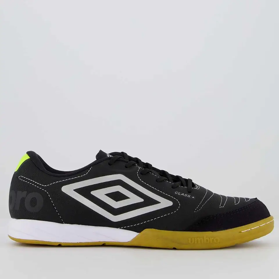 Chuteira Umbro Class+ Futsal Preta e Lime