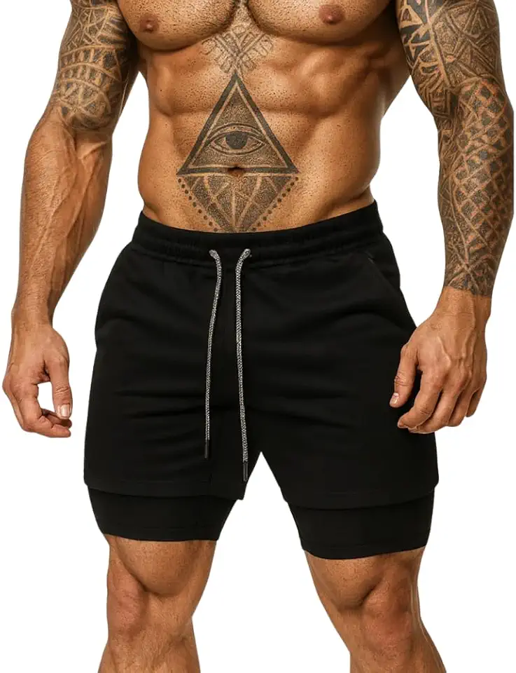 Bermuda 2 Em 1 Shorts Duplo Esportivo Masculino Com Bolso Treino Academia Corrida