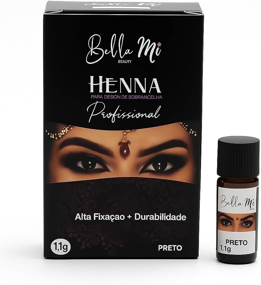 Henna para Sobrancelhas Bella Mi – Definição, Preenchimento e Durabilidade Profissional (Preto)