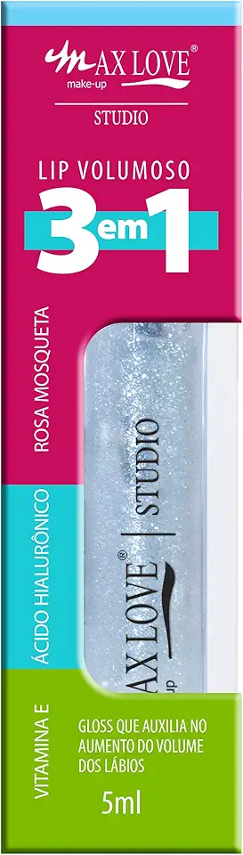 Gloss Labial Max Love Lip Volumoso 3 em 1 - Efeito Plump Volume e Brilho Intenso - Cor 307 Translucido