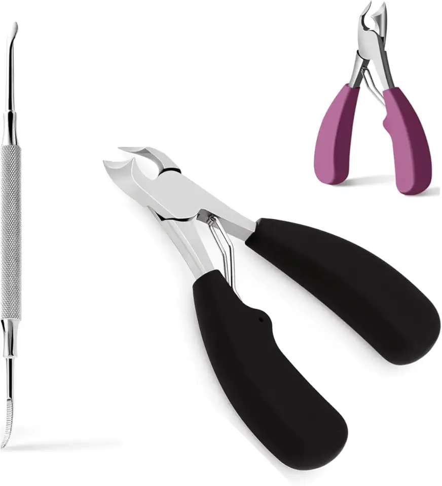 Alicate Cortador de Unha e Desencravador Para Pé Mão Dedão Unhas Grossas Grandes Encravadas Masculino e Feminino em Aço Inox Profissional Palaziun (Preto)